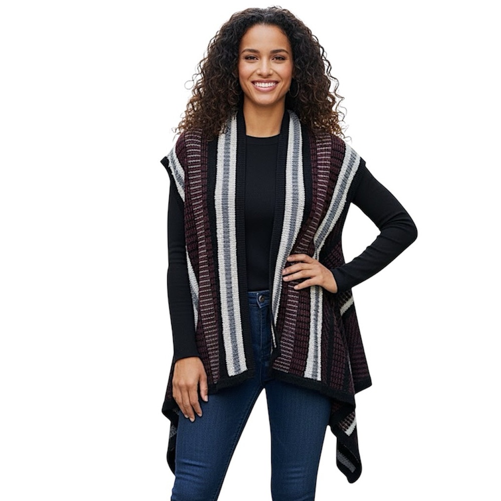 ana Multi Color Textured Sleeveless Cardigan Size Small